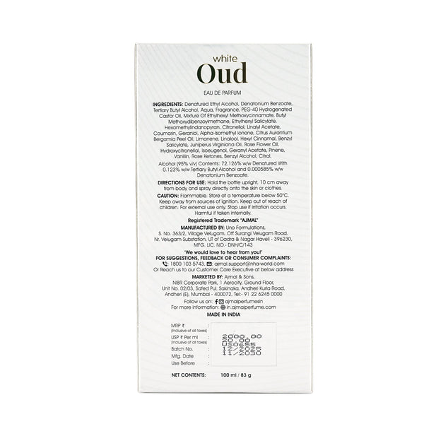 White Oud Perfume 100 ML for Men and Women