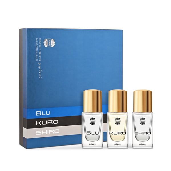 BLU, KURO, SHIRO Perfume Gift Set Pack of 3 for Men (14 ML each)